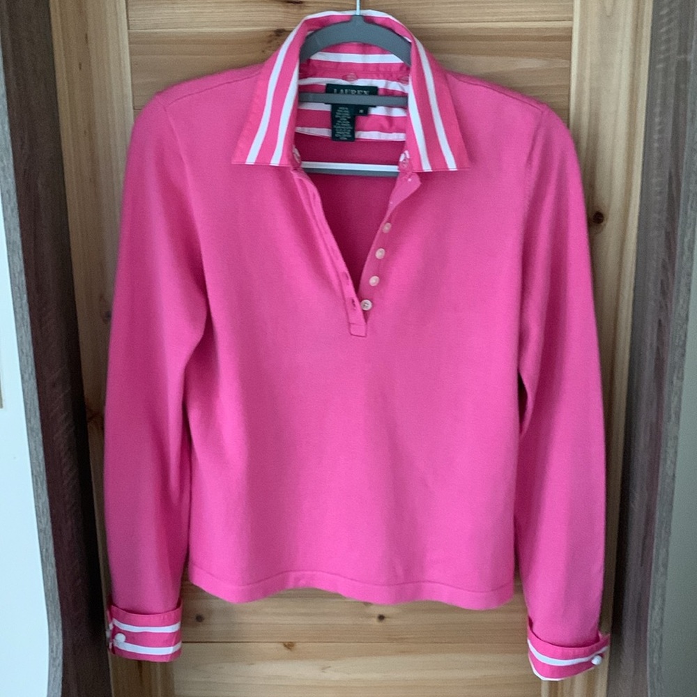 Sweater Lauren Ralph Lauren Size Medium Detachable Collar and Cuffs Pink
